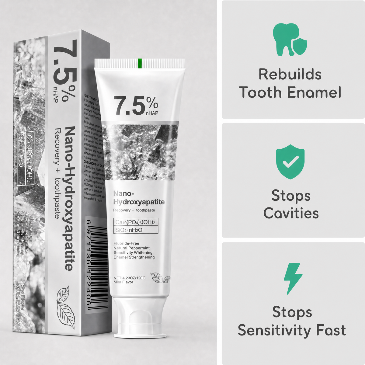 Nano-Hydroxyapatite Toothpaste for Enamel Repair & Protection